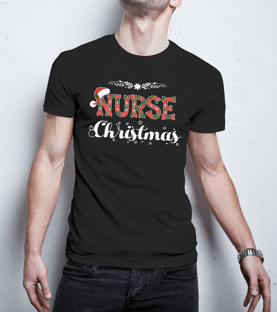 Nurse Christmas Santa Hat Holiday Decor T-Shirt