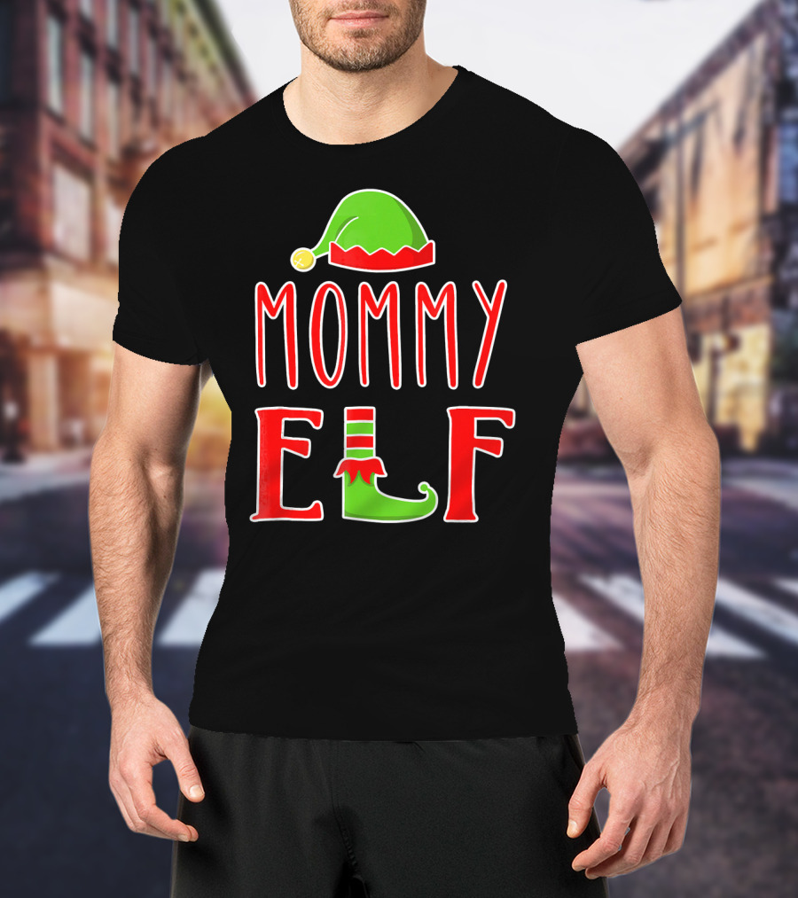 Mommy Elf Christmas Family Matching Hat And Shoe T-Shirt