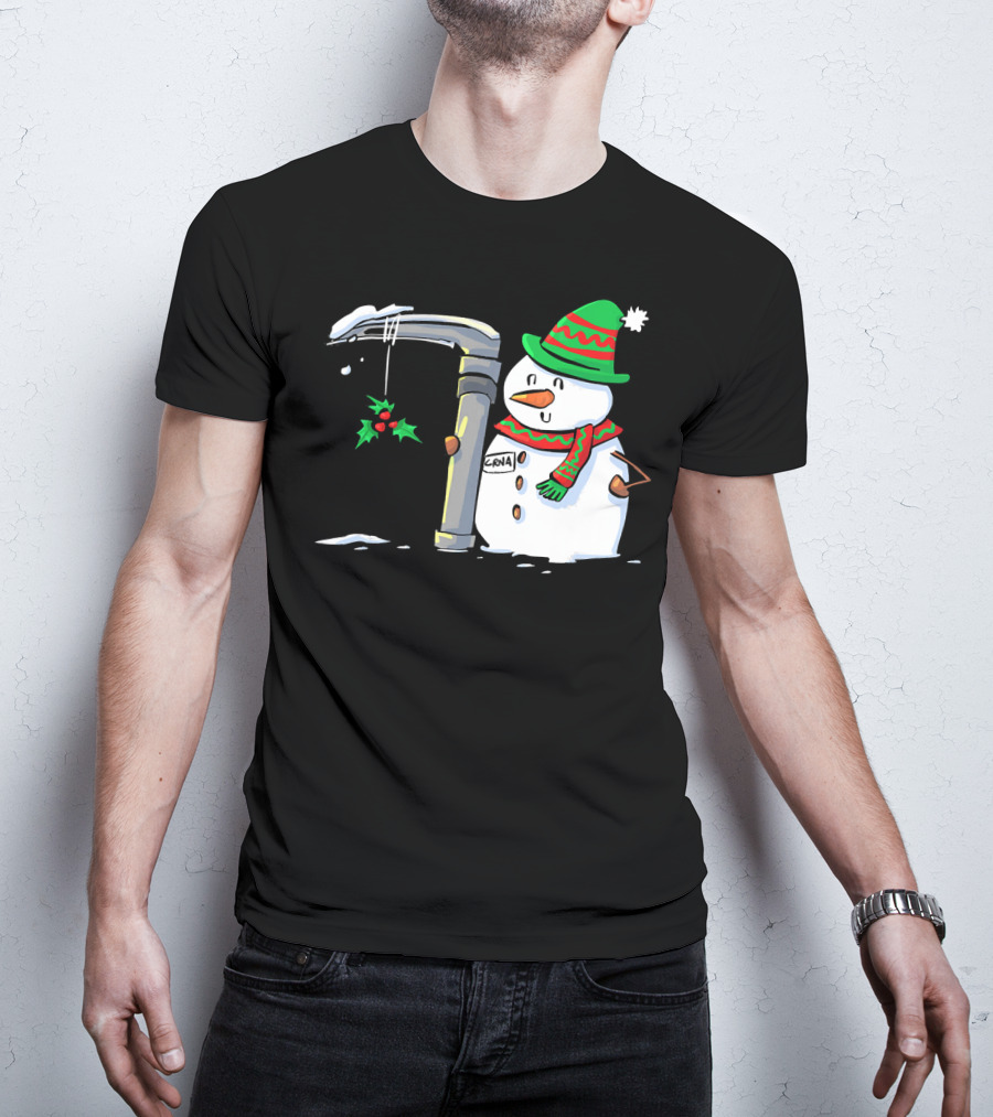 Snowman With Mac 3 Anesthesia Wearing Holiday Hat And Scarf With Holly Decor T-Shirt