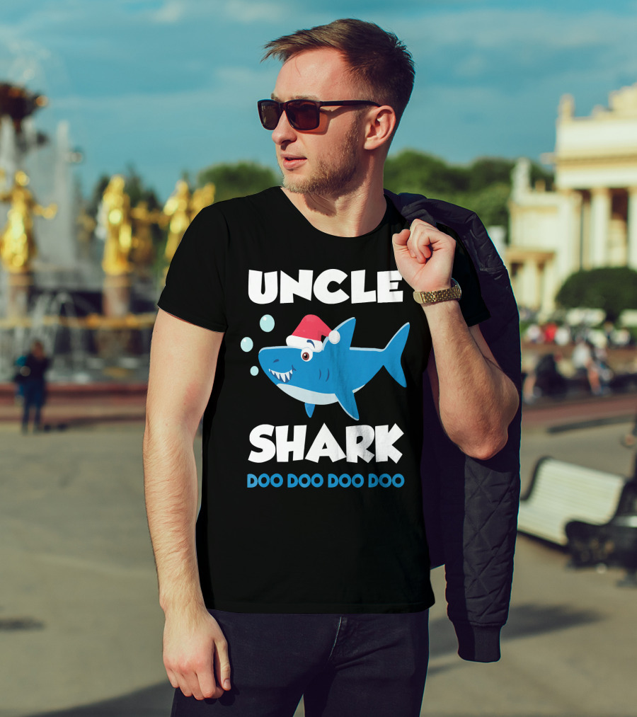 Uncle Shark Doo Doo Doo Doo Christmas Shark Santa Hat T-Shirt