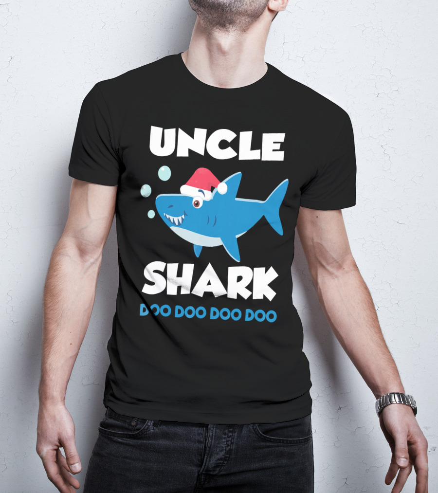 Uncle Shark Doo Doo Doo Doo Christmas Shark Santa Hat T-Shirt