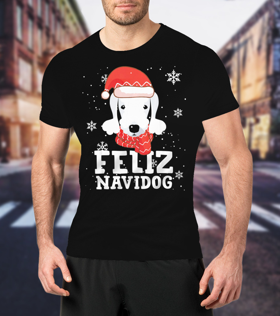 Feliz Navidog Bedlington Terrier Christmas Holiday Fun T-Shirt