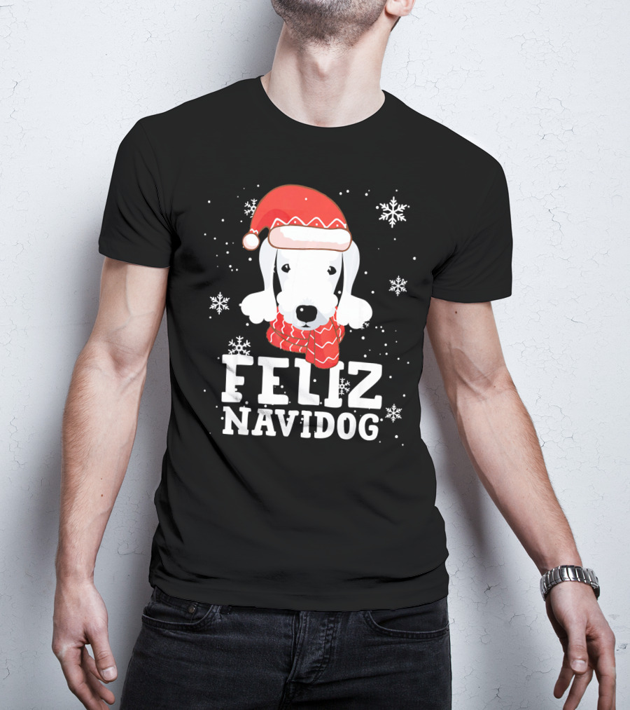 Feliz Navidog Bedlington Terrier Christmas Holiday Fun T-Shirt