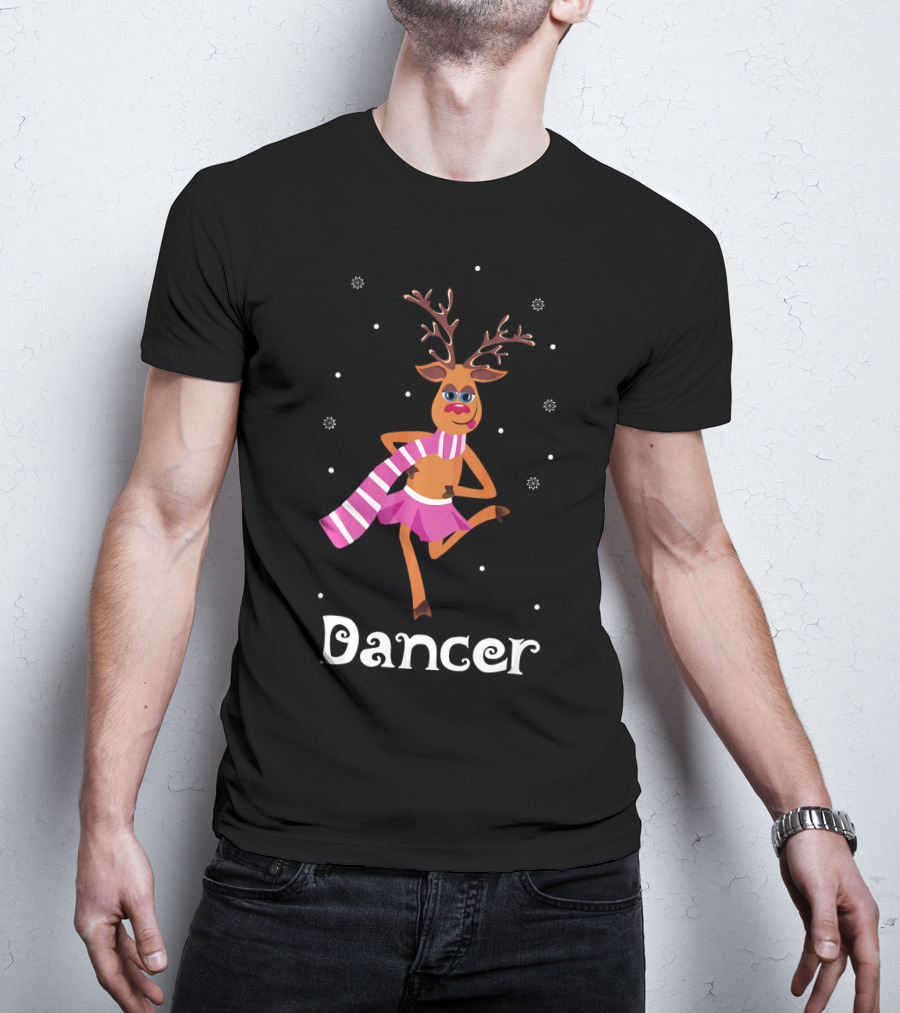 Dancer Pink Skirt Reindeer Girl With Antlers T-Shirt