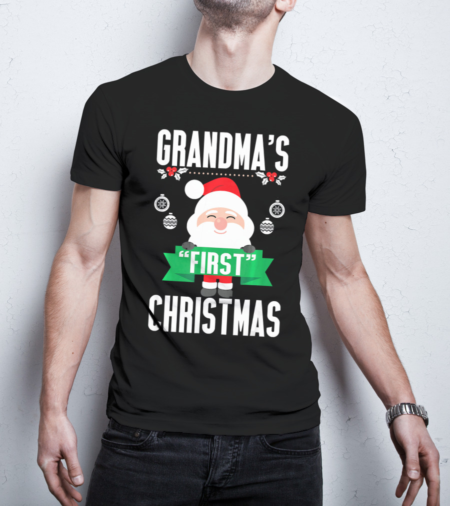 Grandma's First Christmas Santa Holiday Humor T-Shirt