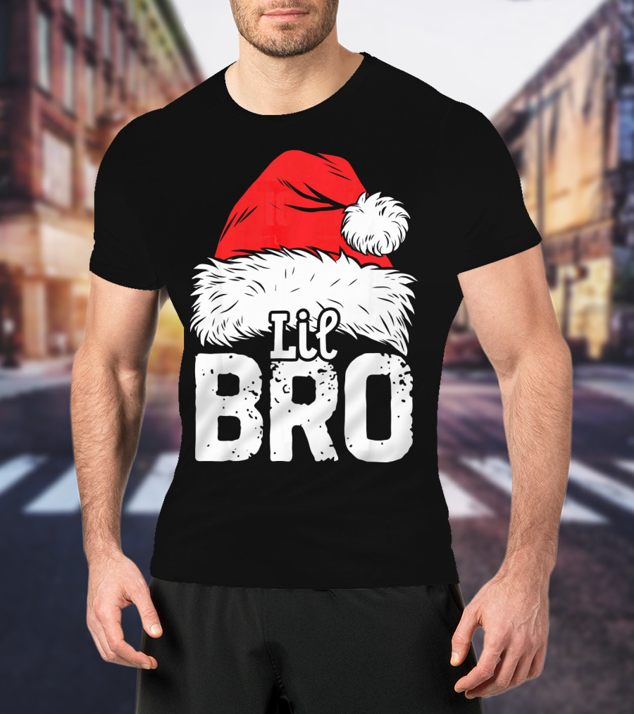 Lil Bro Santa Hat Christmas T-Shirt