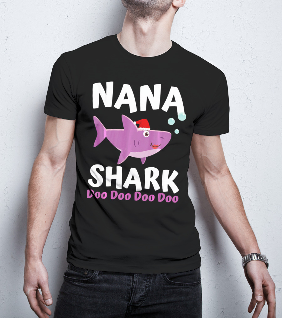 Nana Shark Doo Doo Doo Doo Christmas Santa Hat T-Shirt
