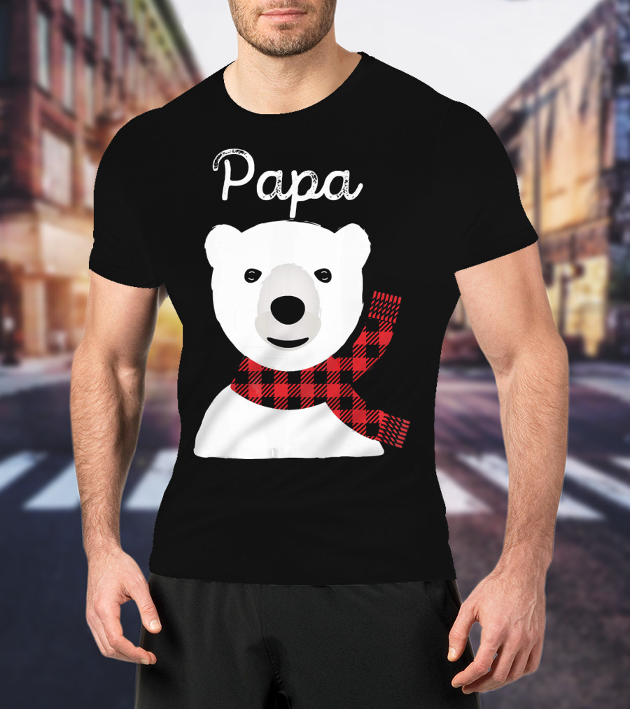 Papa Bear Buffalo Check Christmas Family Matching T-Shirt