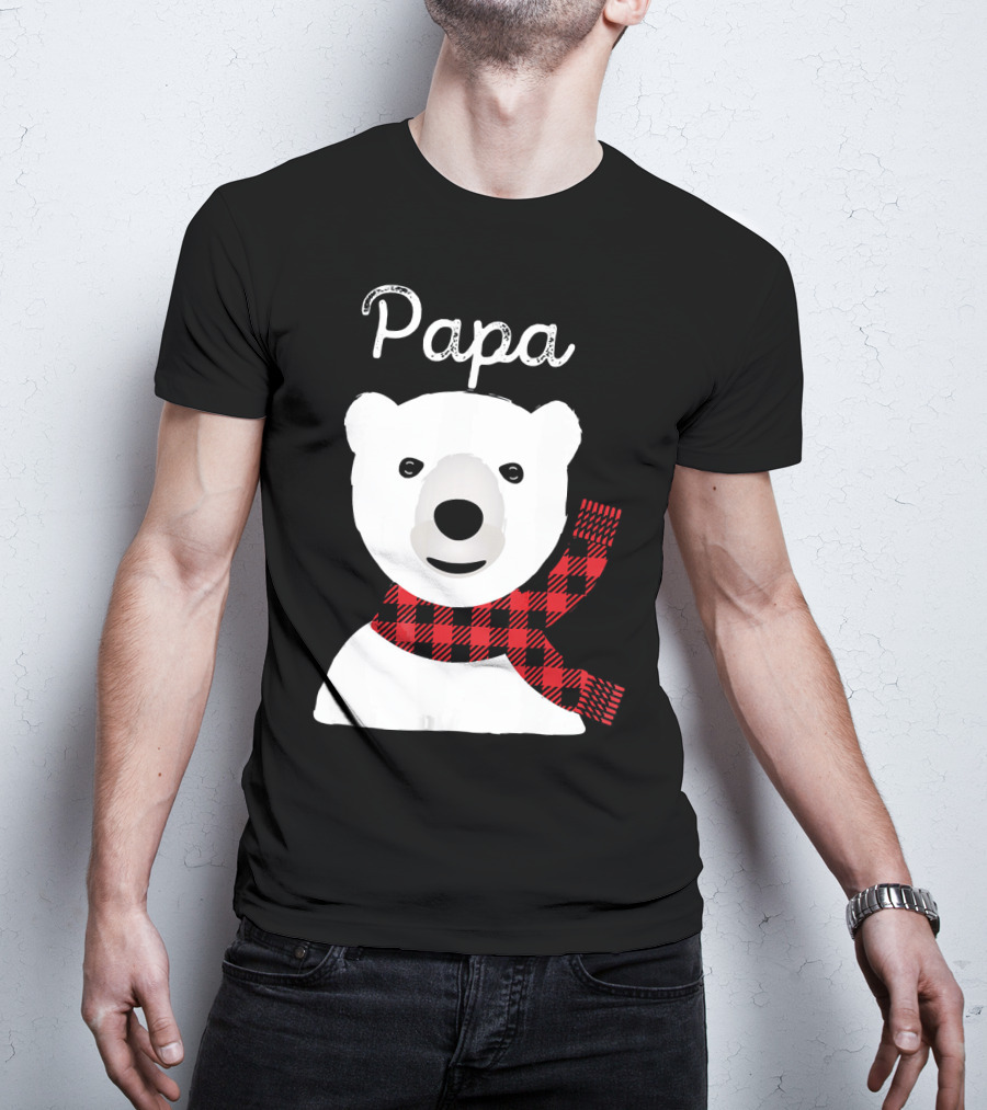 Papa Bear Buffalo Check Christmas Family Matching T-Shirt