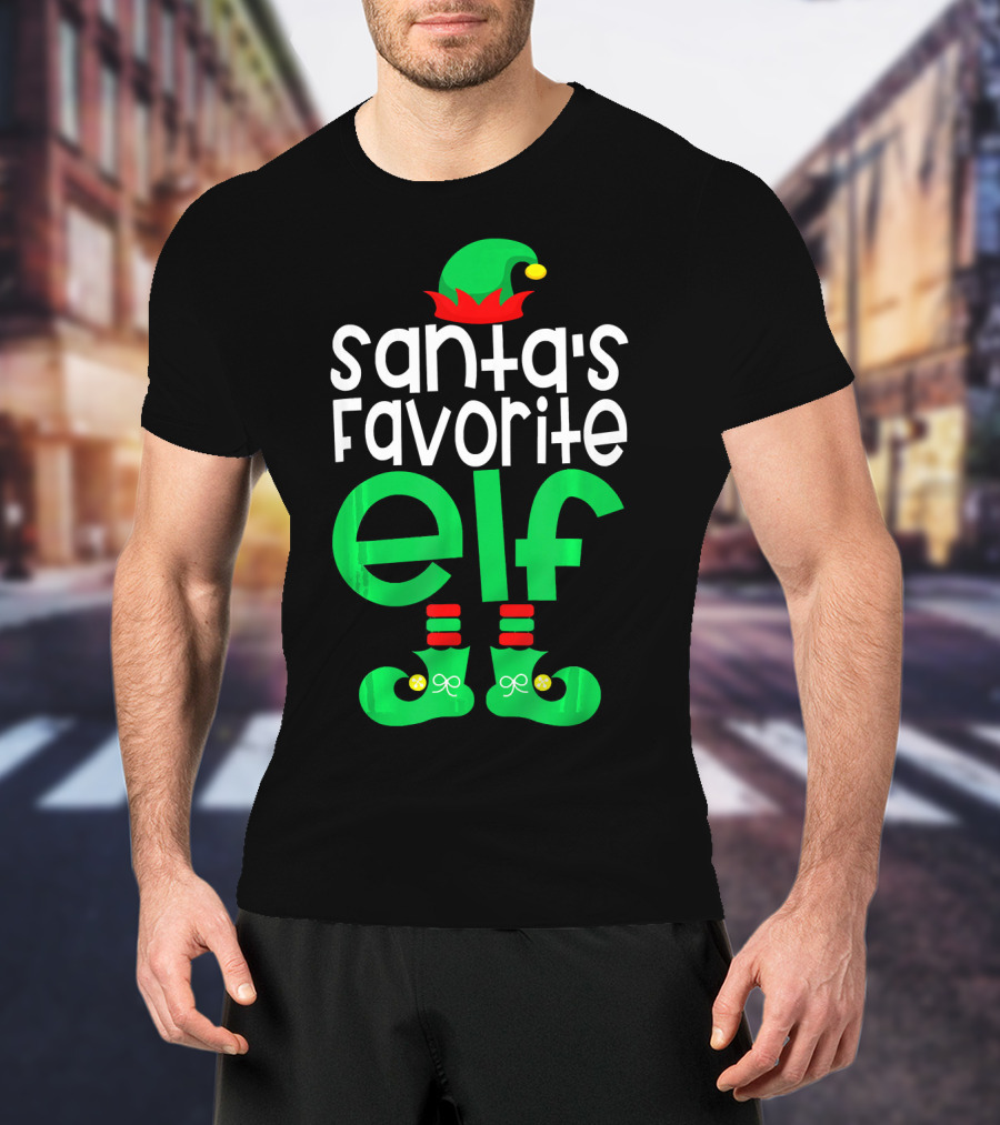 Santa's Favorite Elf Festive Outfit With Hat And Shoes T-Shirt