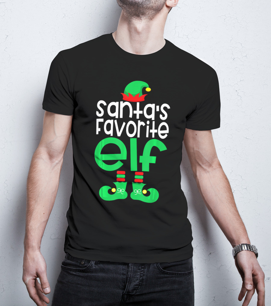 Santa's Favorite Elf Festive Outfit With Hat And Shoes T-Shirt
