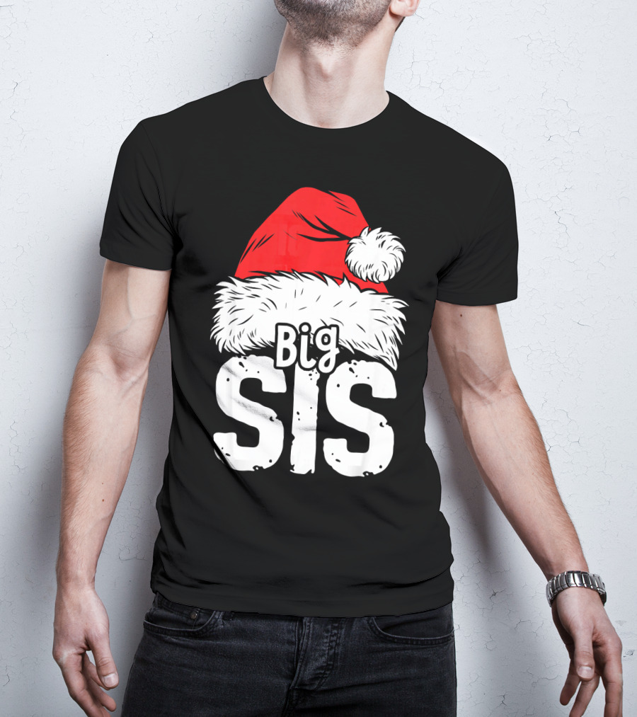 Big Sis Christmas Santa Hat Family T-Shirt
