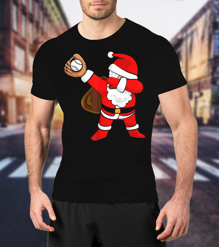 Santa Dabbing With Baseball Glove T-Shirt