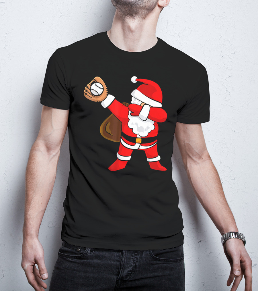 Santa Dabbing With Baseball Glove T-Shirt