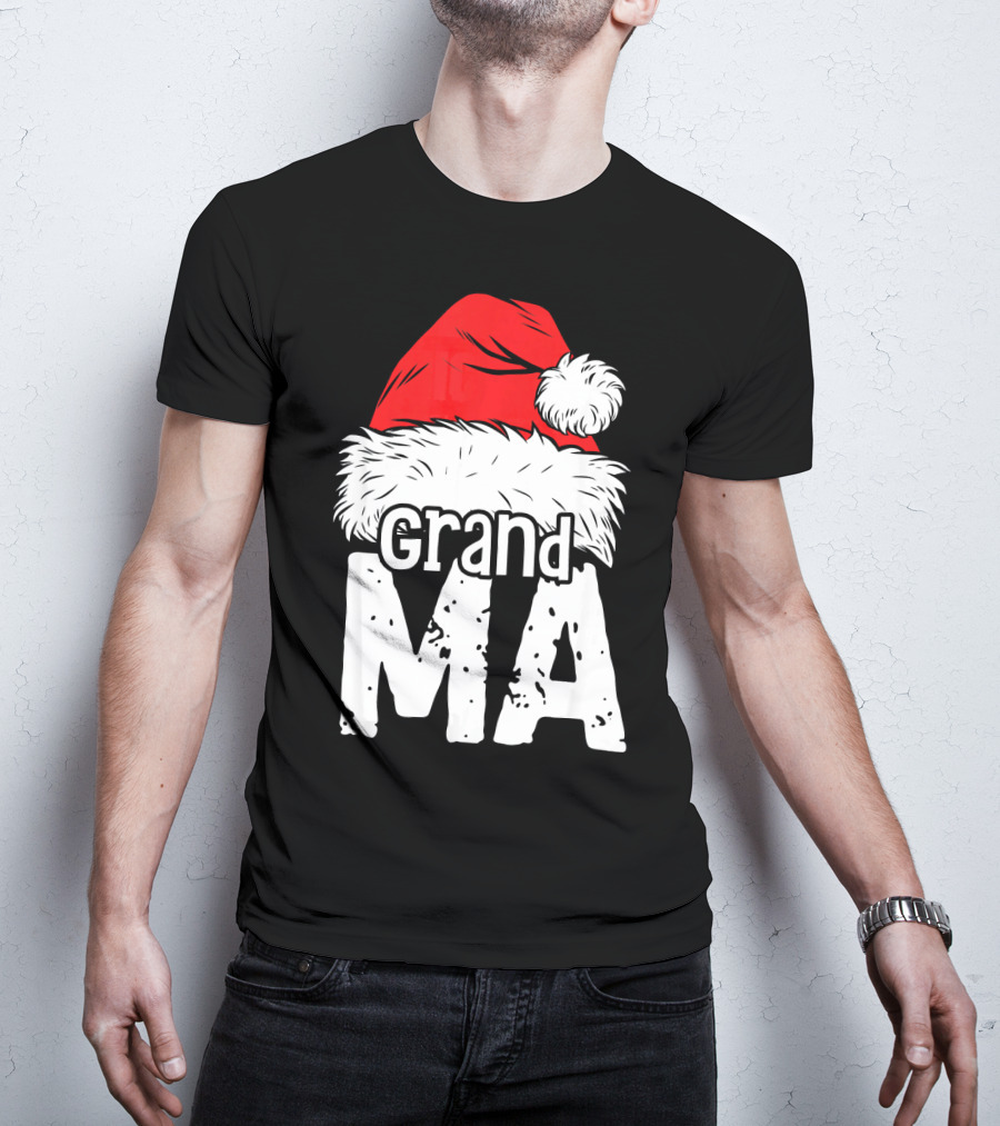 Grandma Santa Christmas Hat Family T-Shirt