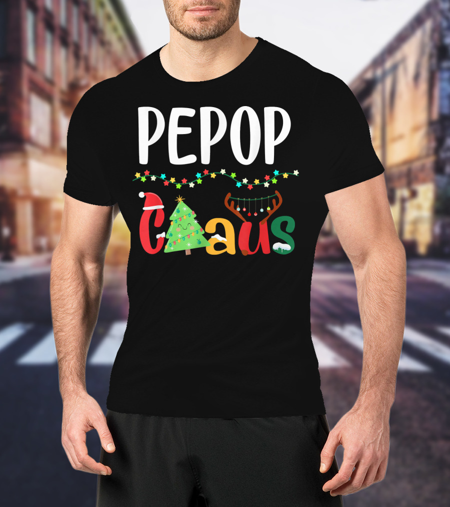 Mens PePop Claus Funny Xmas Santa Grandpa T-Shirt