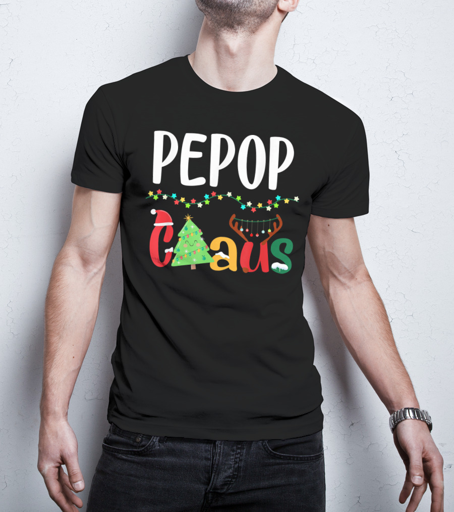 Mens PePop Claus Funny Xmas Santa Grandpa T-Shirt