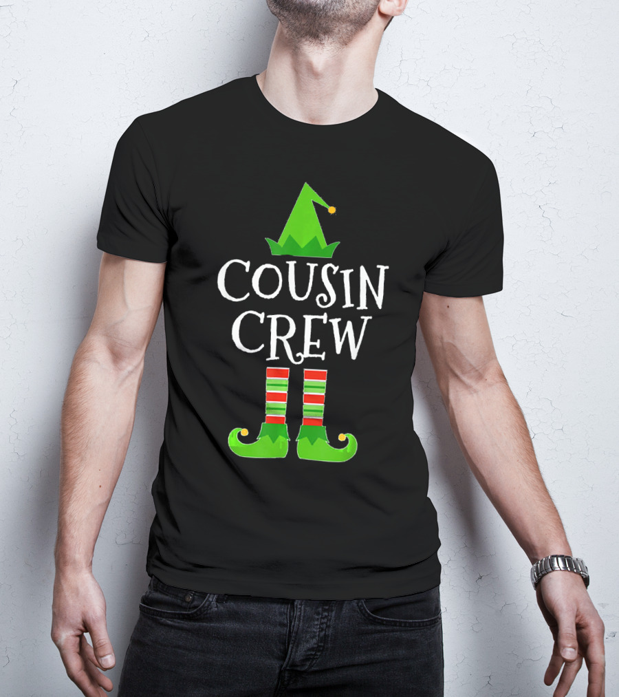 Cousin Crew Elf Hat And Striped Stockings Family Group T-Shirt