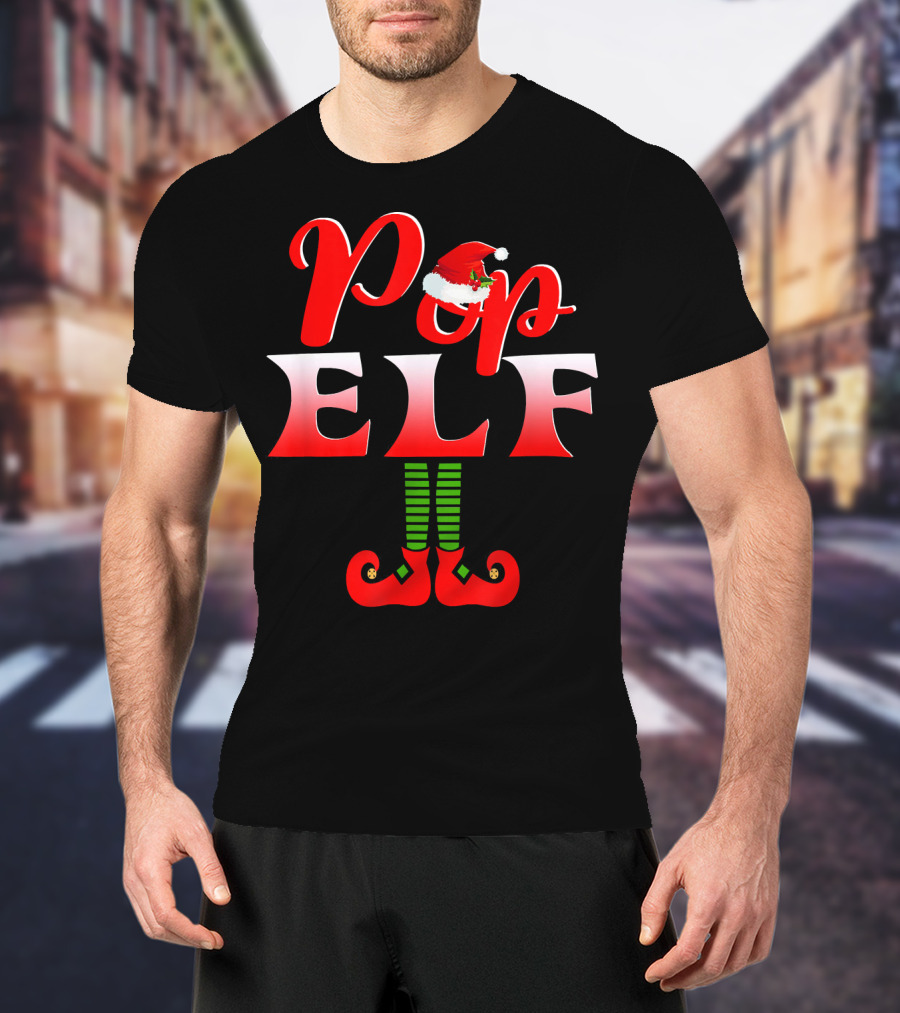 Pop Elf Santa Hat Funny Christmas Group T-Shirt