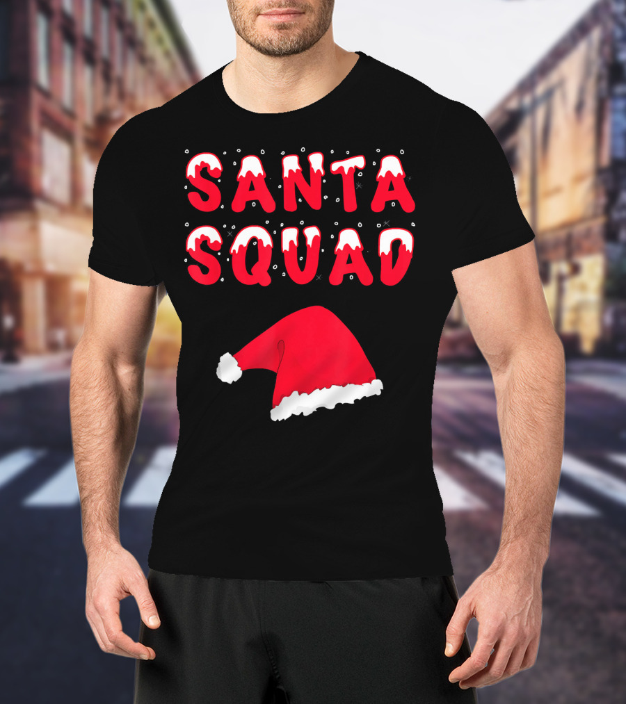 Funny Christmas Santa Squad Santa Hat T-Shirt