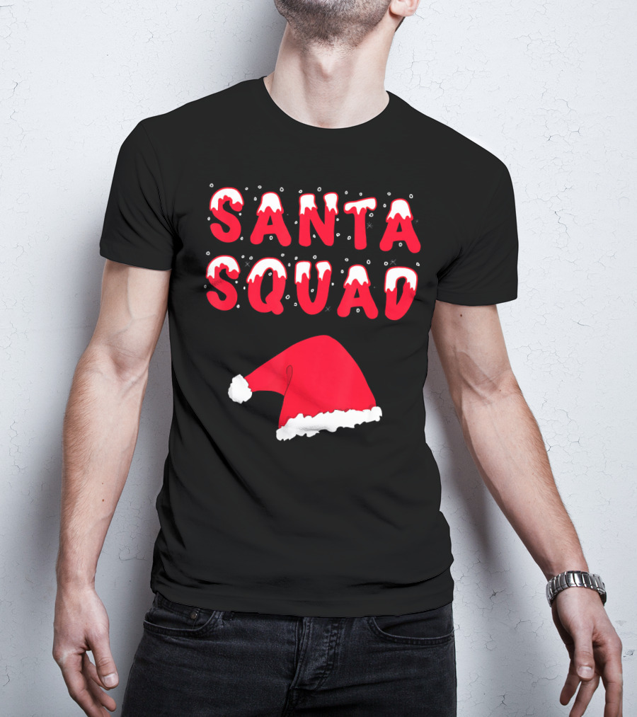 Funny Christmas Santa Squad Santa Hat T-Shirt