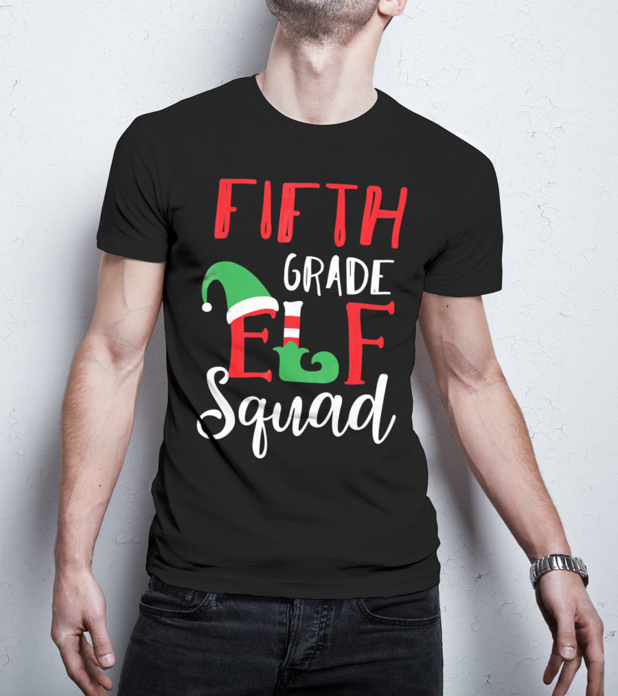 Fifth Grade Christmas Elf Squad Teacher T-Shirt