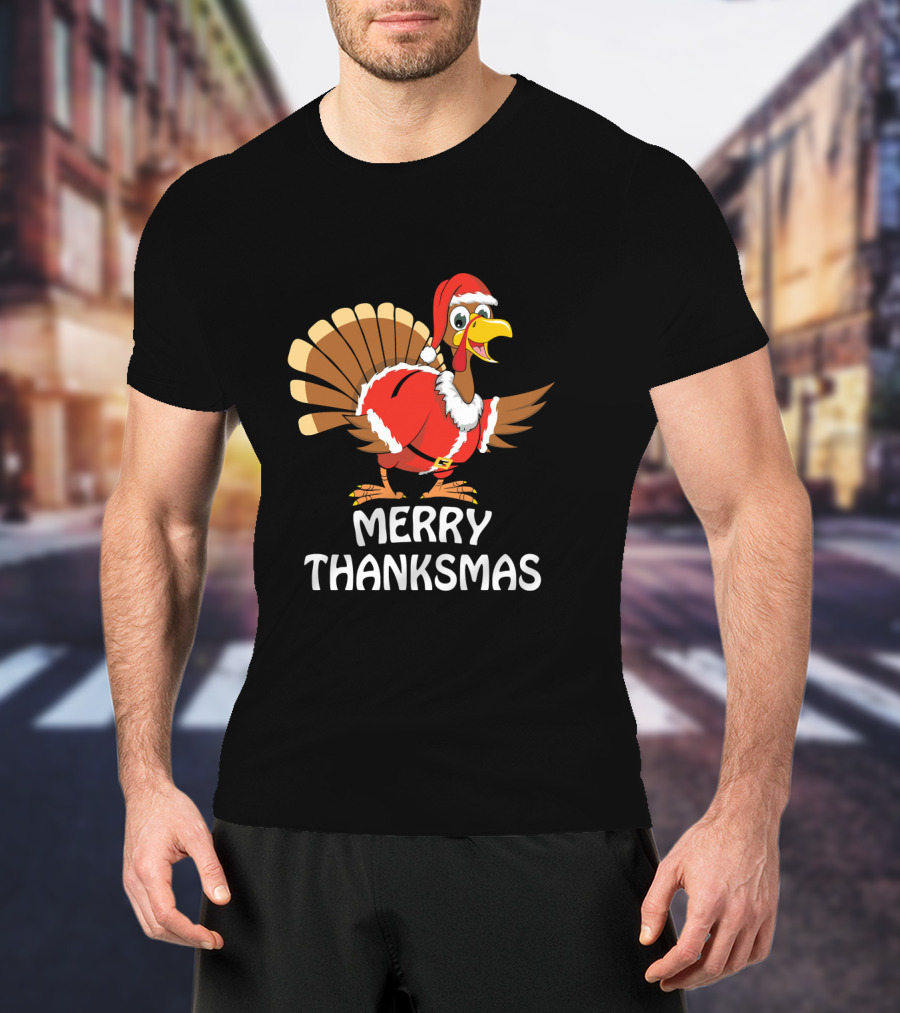 Merry Thanksmas Santa Turkey T-Shirt