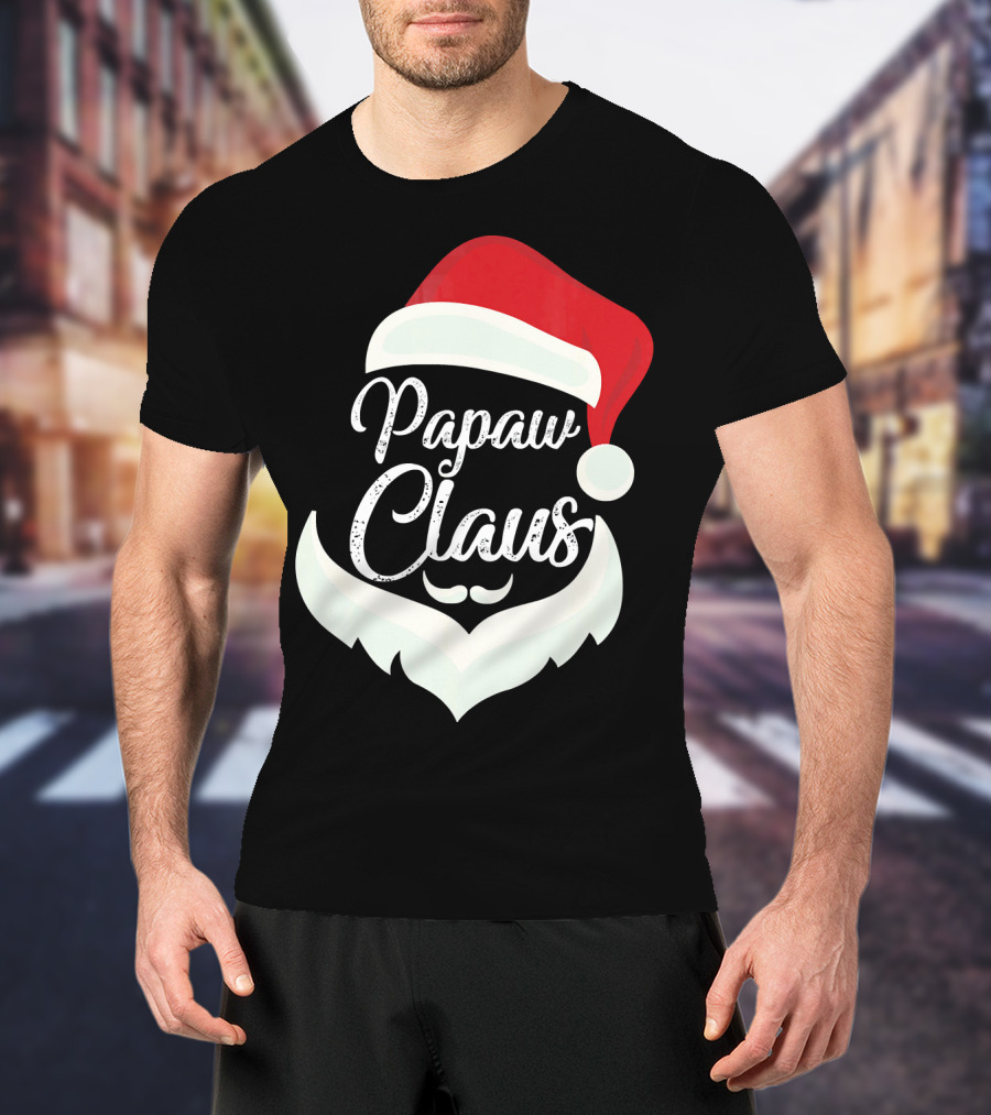 Papaw Claus Santa Hat White Beard Festive Christmas T-Shirt