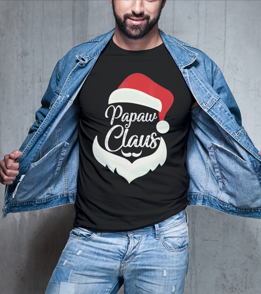Papaw Claus Santa Hat White Beard Festive Christmas T-Shirt