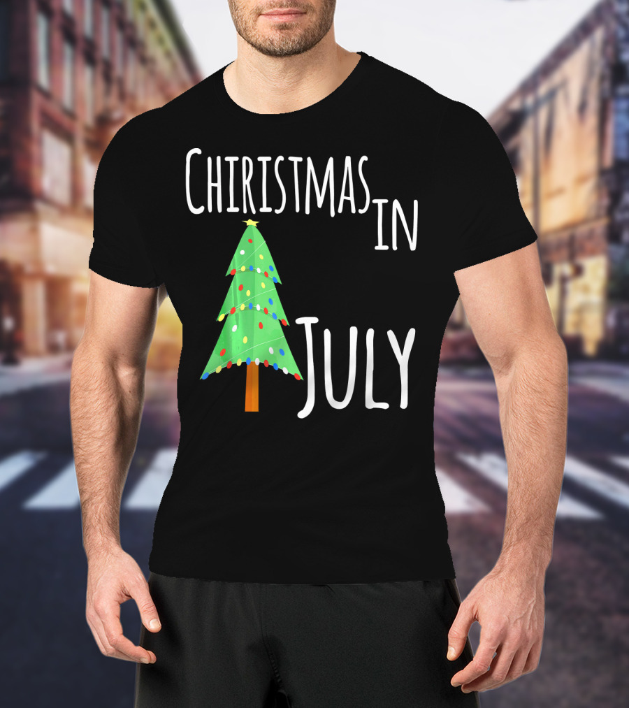 Christmas In July Tree Lights Festive Summer T-Shirt