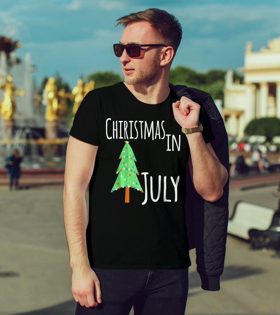 Christmas In July Tree Lights Festive Summer T-Shirt