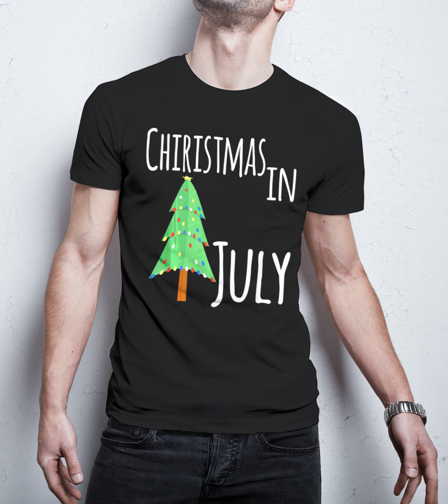Christmas In July Tree Lights Festive Summer T-Shirt
