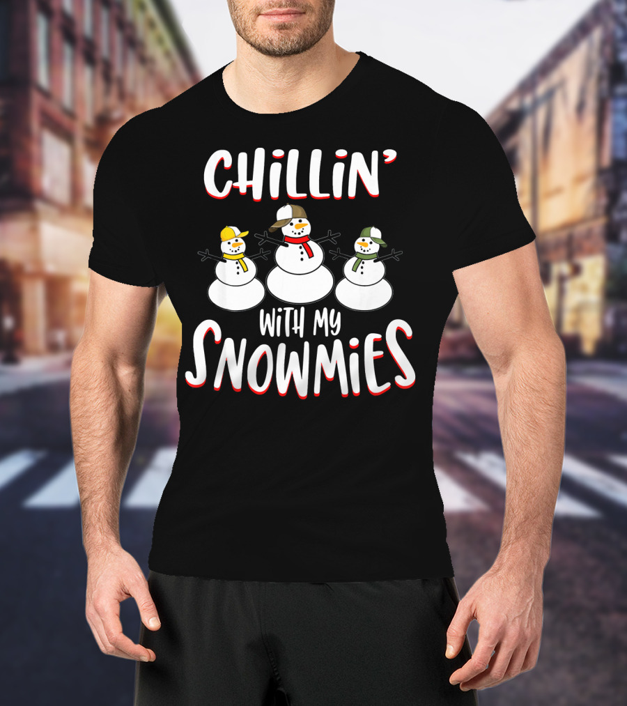 Chillin With My Snowmies Snowman Squad Trio Fun T-Shirt