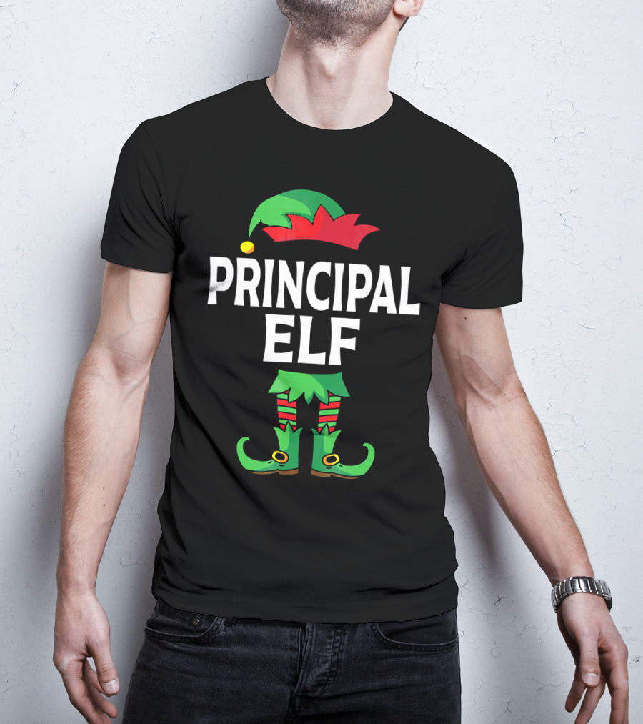 Principal Elf Green And Red Costume Matching Family Group T-Shirt