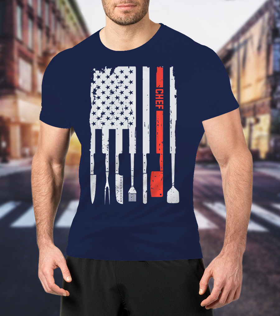 American Flag Baking Tools Chef Humorous Pastry T-Shirt