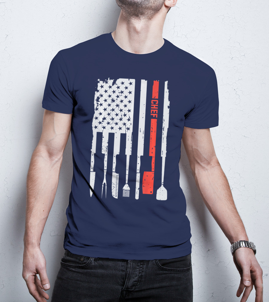 American Flag Baking Tools Chef Humorous Pastry T-Shirt