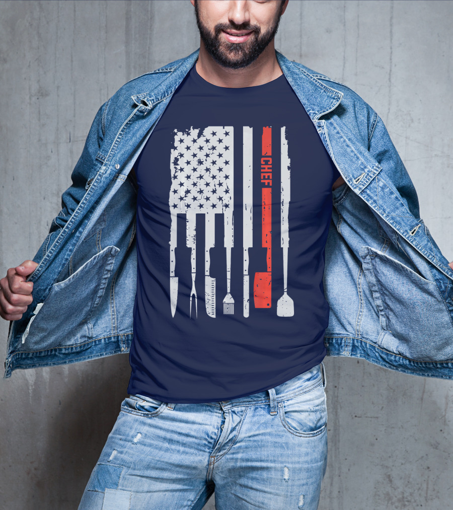 American Flag Baking Tools Chef Humorous Pastry T-Shirt