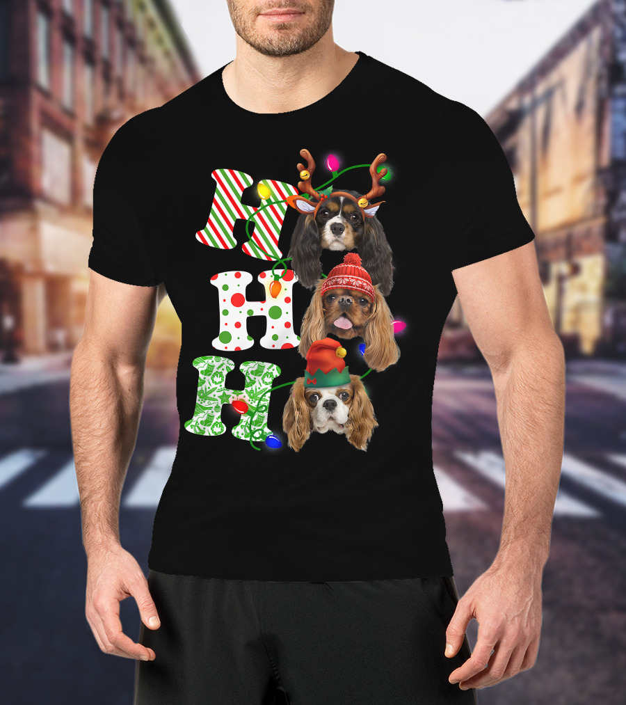 Ho Ho Ho Christmas Cavalier King Charles Spaniel Festive Dogs T-Shirt