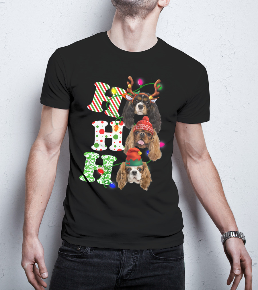 Ho Ho Ho Christmas Cavalier King Charles Spaniel Festive Dogs T-Shirt
