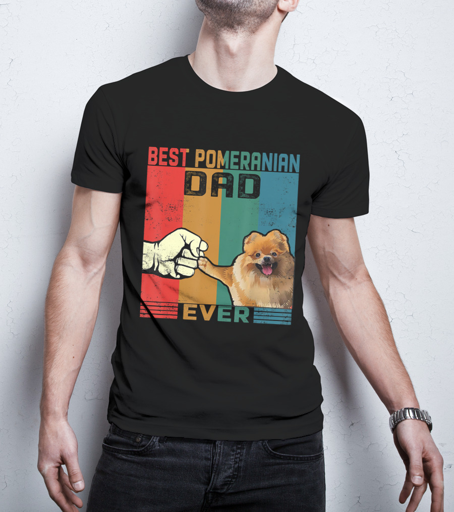 Best Pomeranian Dad Ever Vintage Fist Bump T-Shirt