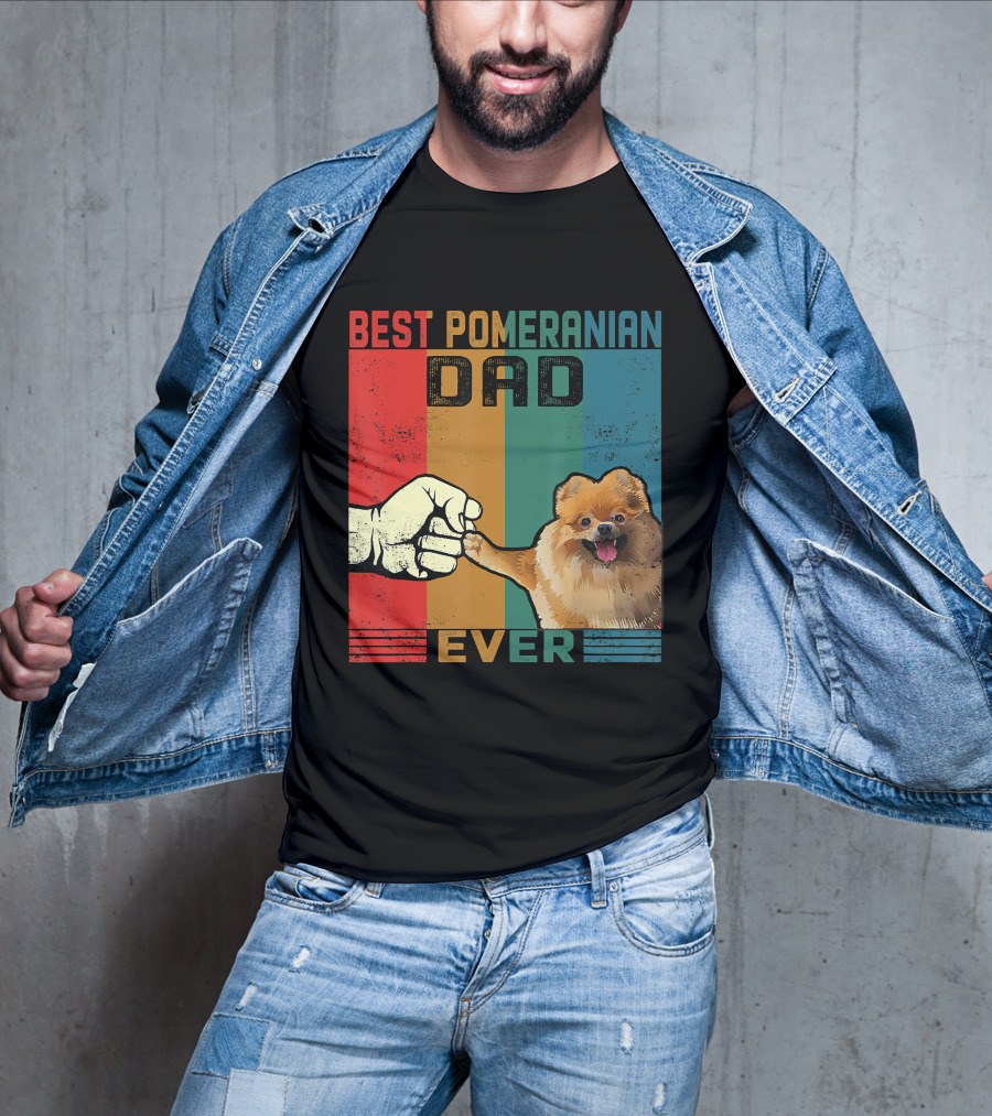 Best Pomeranian Dad Ever Vintage Fist Bump T-Shirt