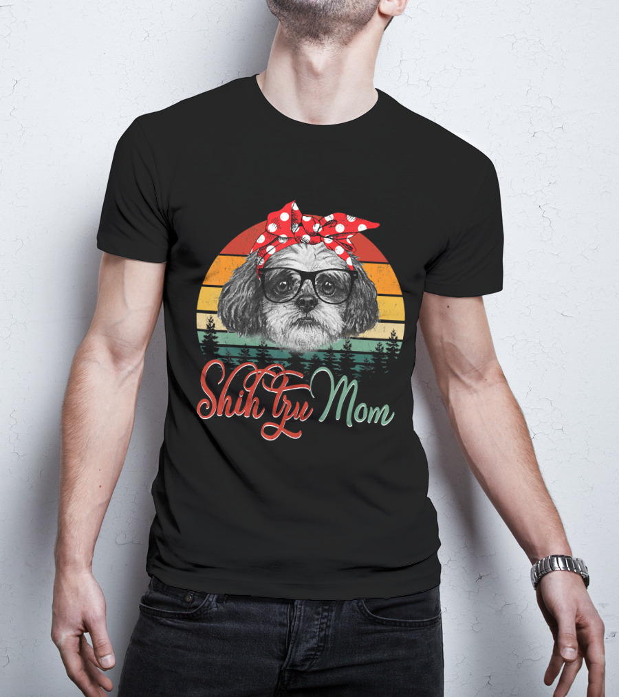 Shih Tzu Mom Retro Dog Lovers Mother T-Shirt