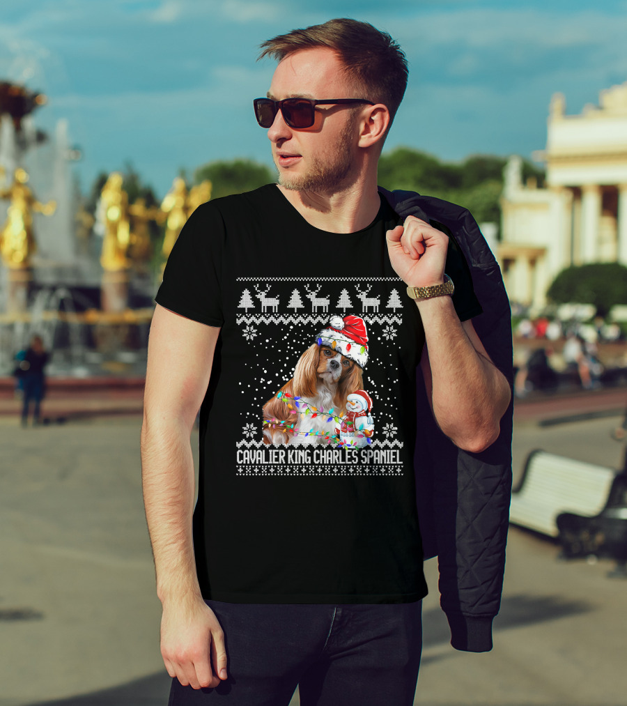 Cavalier King Charles Spaniel Christmas Santa Snowman Reindeer T-Shirt