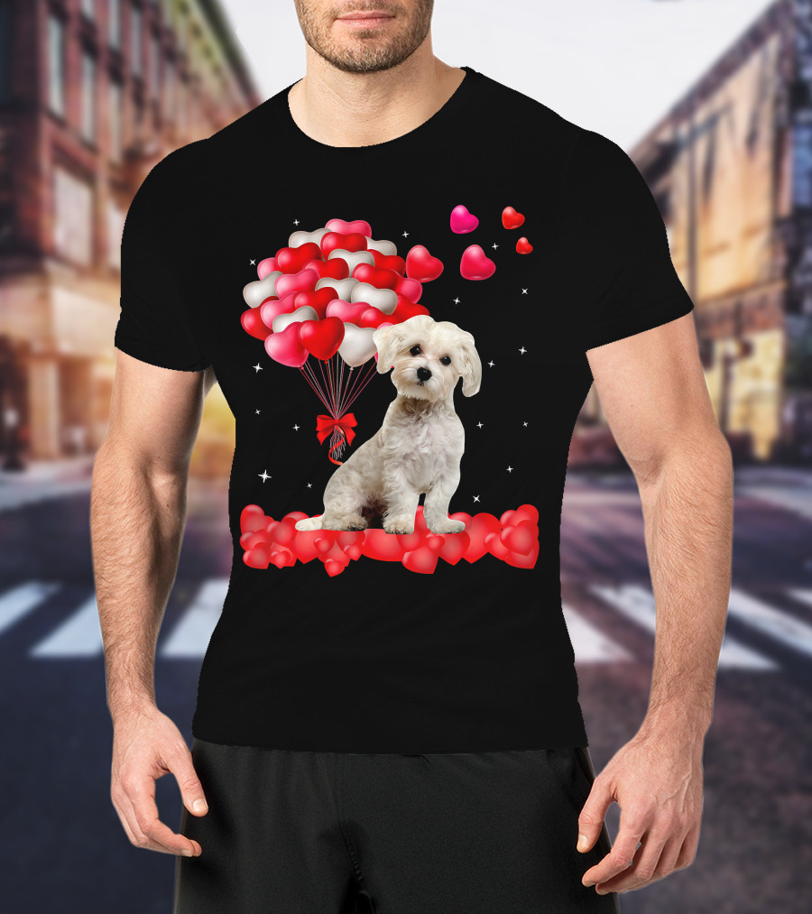 Heartfelt Maltese With Heart Balloons Valentine's Day T-Shirt