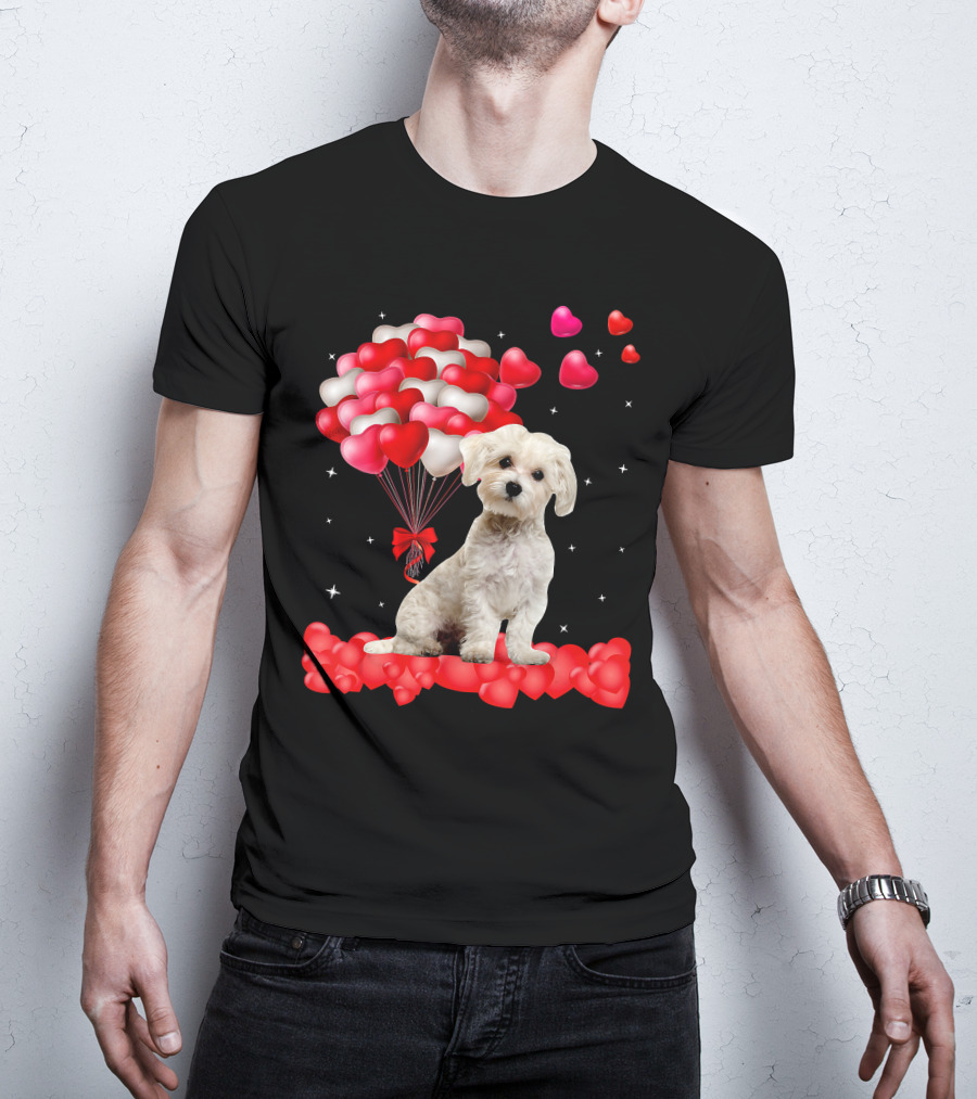 Heartfelt Maltese With Heart Balloons Valentine's Day T-Shirt