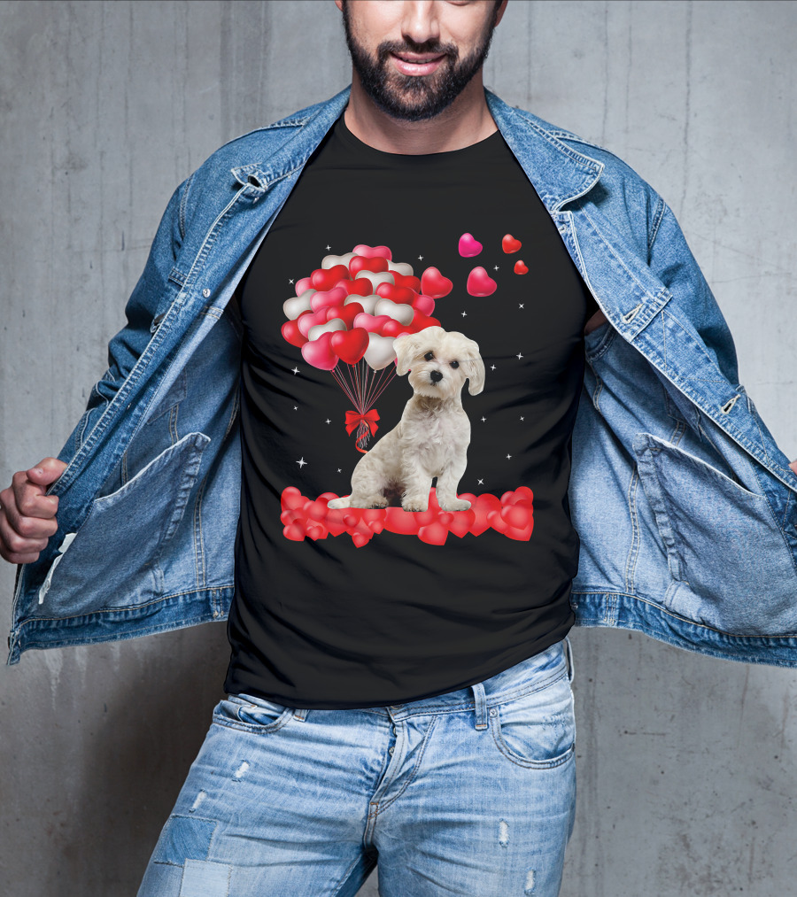 Heartfelt Maltese With Heart Balloons Valentine's Day T-Shirt