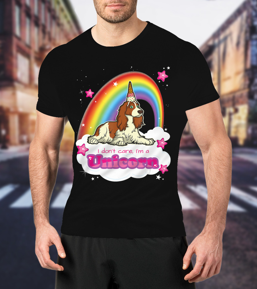 I Don't Care I'm A Unicorn English Cocker Spaniel Rainbow T-Shirt