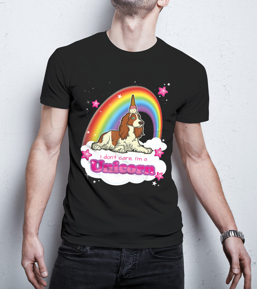 I Don't Care I'm A Unicorn English Cocker Spaniel Rainbow T-Shirt