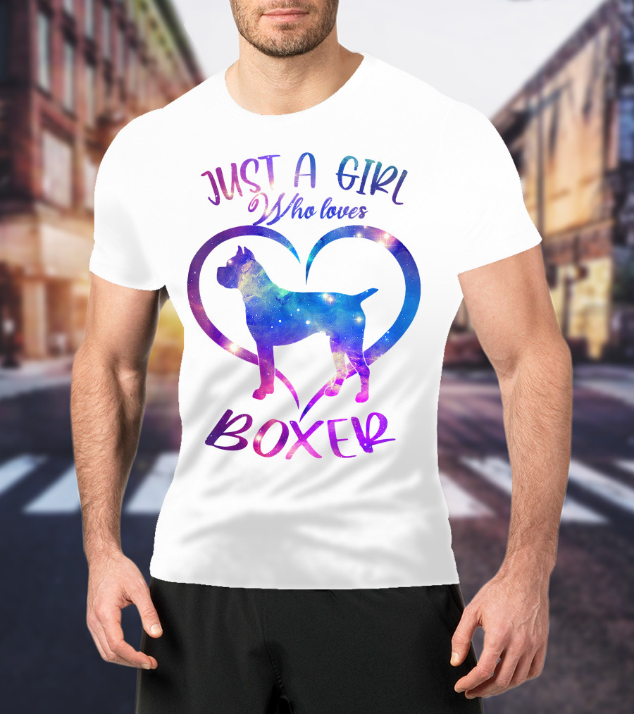 Just A Girl Who Loves Boxer Heart Galaxy T-Shirt
