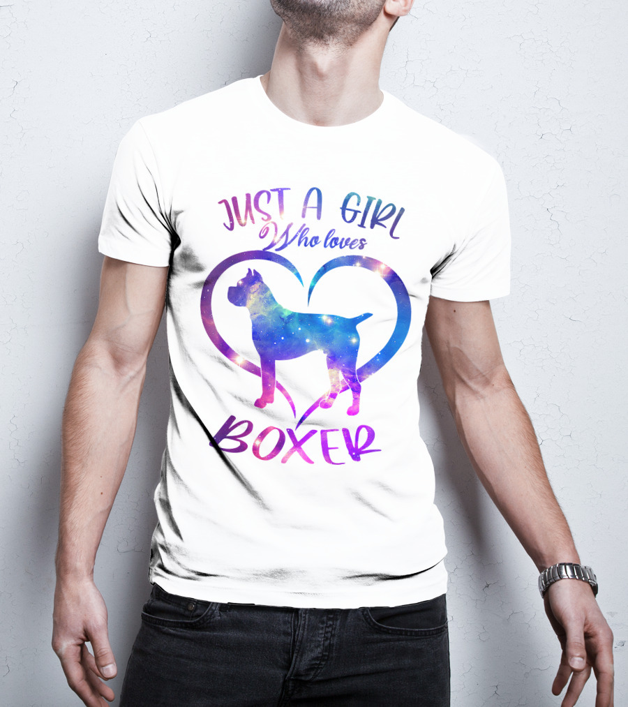 Just A Girl Who Loves Boxer Heart Galaxy T-Shirt